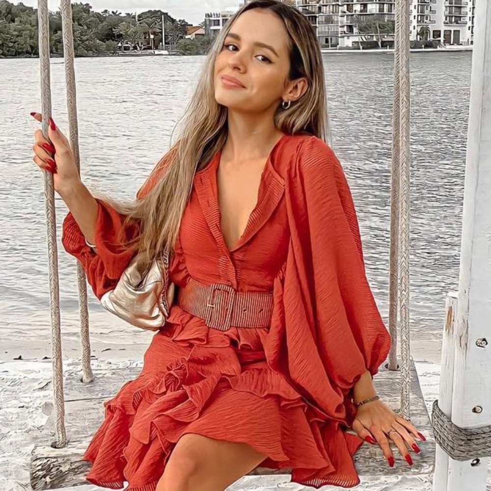 Ruffle burnt orange dress